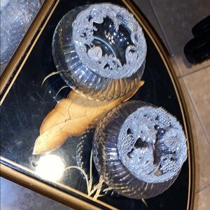 BX46 Vintage Elegant Silver and Glass Decorative Potpourri Bowls